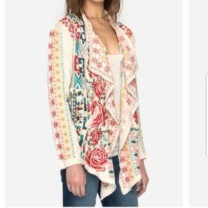 Johnny Was "Ruedebac" Embroidered Short Wrap, Front Draped Cardigan XL NWT